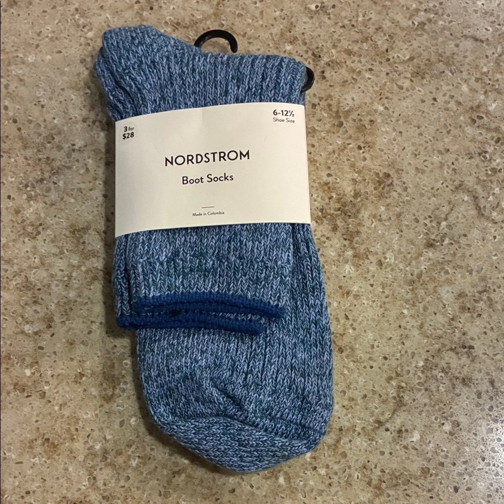 NWT Nordstrom Heathered Blue Boot Socks Size 6-12.5